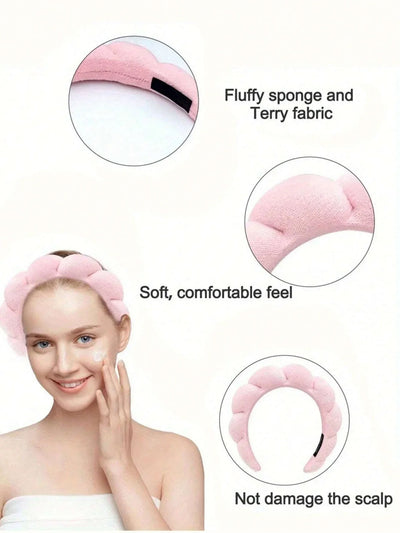 3 Piece Luxury Fiber Spa Headband and Wristband Set - Soft and Comfortable - Face Wash, Makeup Women's Hair Accessories Set