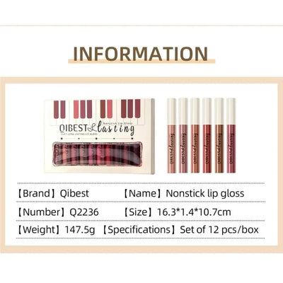 Luxury Matte Lip Gloss Set 12 Waterproof Shades Non Sticky Long Lasting Lipstick Kit For Daily Party Makeup