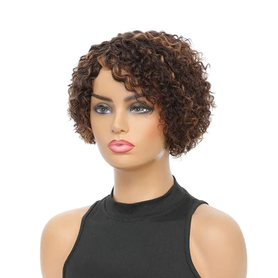 Short Kinky Curly Human Hair Wig Afro Short Wigs Pixie Cut Wig Human Hair No Lace Front Natural Brazilian Hair Wigs For Women