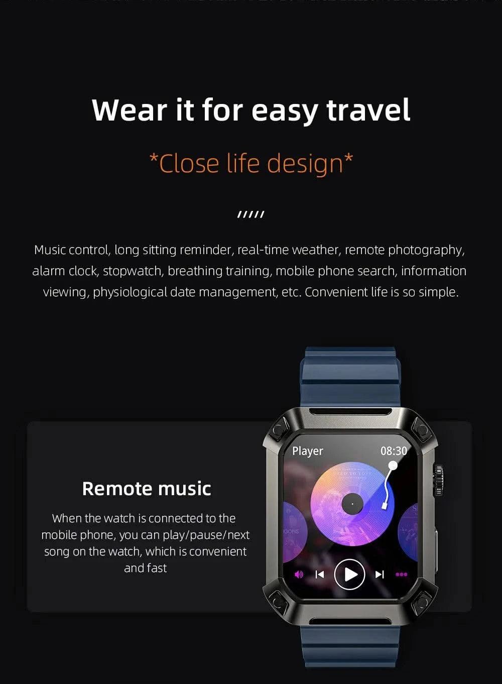 LOKMAT OCEAN 2 Pro Smart Watch Waterproof Bluetooth Calls Smartwatches 1.85 inch Touch Screen Heart Rate Monitor Fitness Tracker