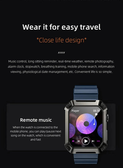 LOKMAT OCEAN 2 Pro Smart Watch Waterproof Bluetooth Calls Smartwatches 1.85 inch Touch Screen Heart Rate Monitor Fitness Tracker