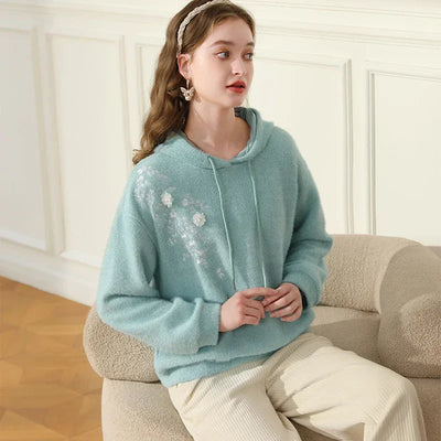 I BELIEVE YOU Hooded Cashmere Thick Sweater for Women 2024 Soft Loose Winter New Knitted Top Gentle Thick Hoodie 2224194822