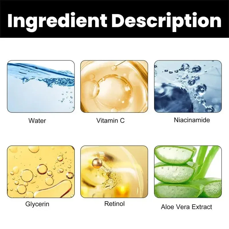 Melanin Facial Repair Serum 30ml Hydrating Repairing Dark Skin Whiten Vitamin C Essence Reduces Pigmentation Improve Skin Makeup