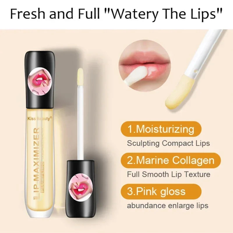 Lip Gloss Transparent Plumping Lip Oil Moisturizing Repairing Reduce Lip Fine Line Oil Brighten Enhance Lip Serum Cosmetics