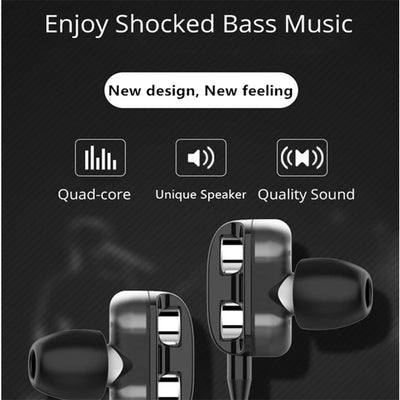 3.5mm Wired Headphone Noise Canceling In-Ear Sport Earphones Dual Driver Bass Stereo Gaming Headset HiFi Music Earbuds With Mic