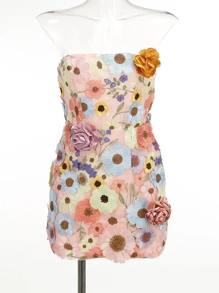 Luxury dresses women 2025 summer prom gown new bodycon mini party dress retro embroidered flower evening gowns brithday