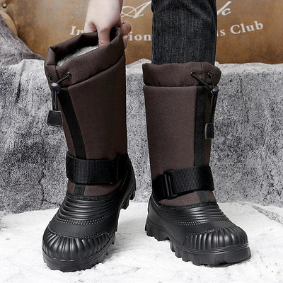 Winter Men's Snow Boots Waterproof Anti Slip Warm Cotton Shoes Outdoor Mid Calf High Top with Plush and Thickened Ski Boots