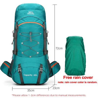 Hiking Backpack Camping Bag Mountain Climbing with Waterproof Rain Cover Daypack for Men Women Outdoor Travel Rucksack Fishing
