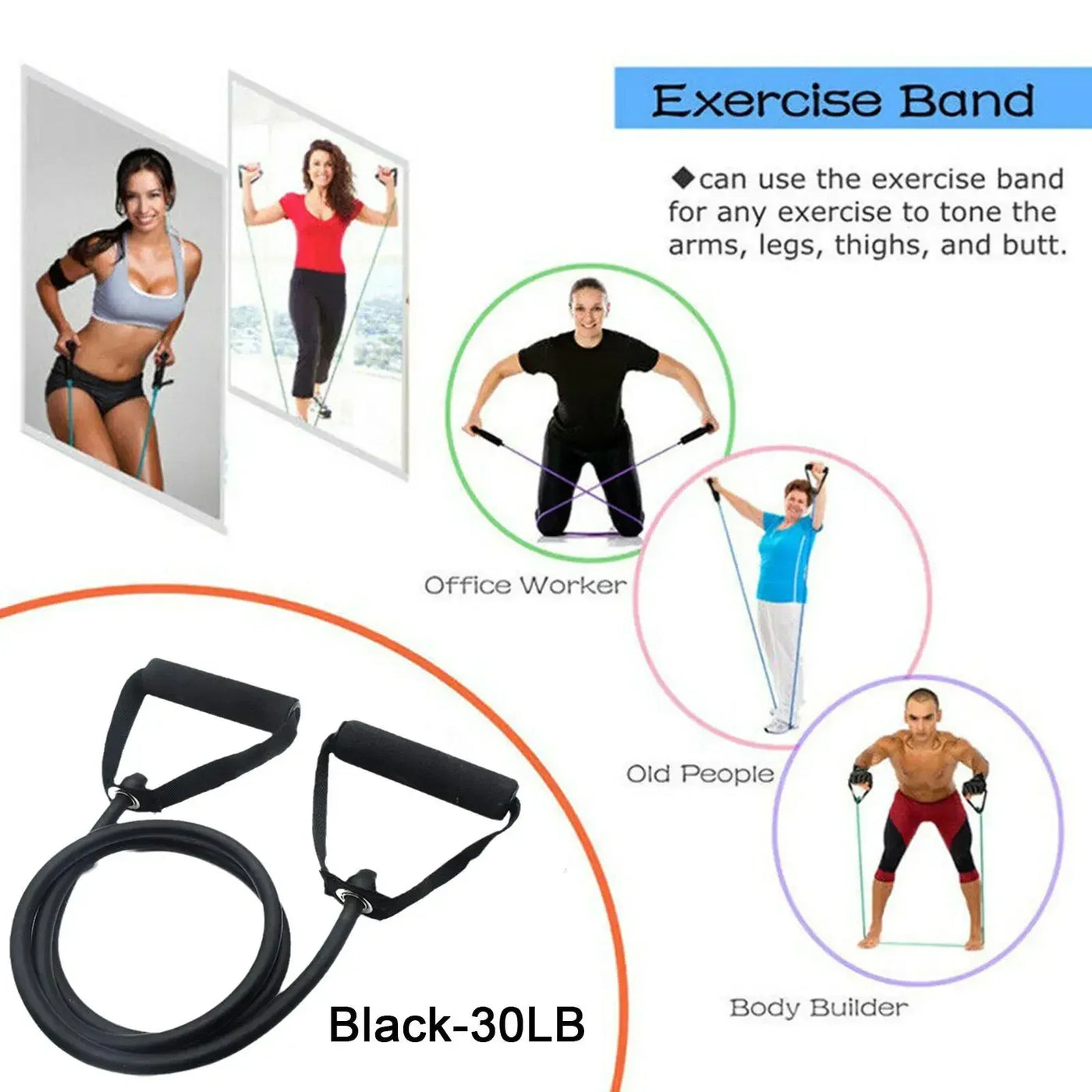 Resistance Bands with Handles Elastic Exercise Bands Exercise Cord Fitness Bands for Muscle Training/Shape Body/Physical Therapy