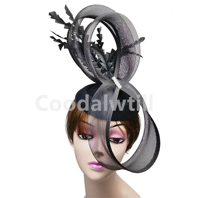 Ladies Royal Ascot Chapeau Cap Wedding Fascinator Hat Headpiece Women Church Party Pillbox With Headband Bride Party Fascinators