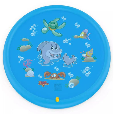 Baby Play Water Games Mat - 100cm Children Beach Pad, Outdoor Inflatable Spray Water Sprinkler