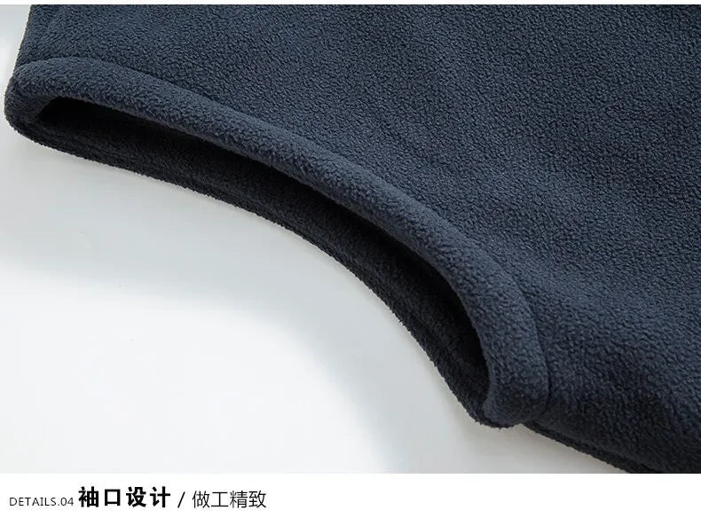Outerwear Fleece Vest Men Autumn Winter Sleeveless Fleece Jacket Solid Color Warm Vest Outdoor Casual Fashion Hiking Polar Suit