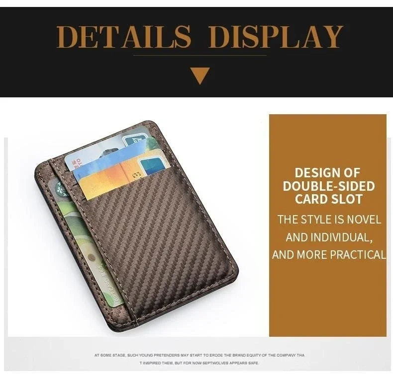 Men's Slim Thin Minimalist Front Pocket Wallets Men Anti Rfid Blocking Protected Magic ID Credit Card Holder PU Leather Wallets