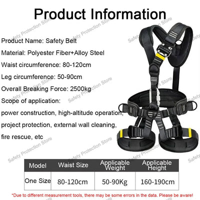 High Altitude Work Safety Harness Full Body 5-Point Safety Belt Outdoor Climbing Mountaineering Construction Rescue Equipment