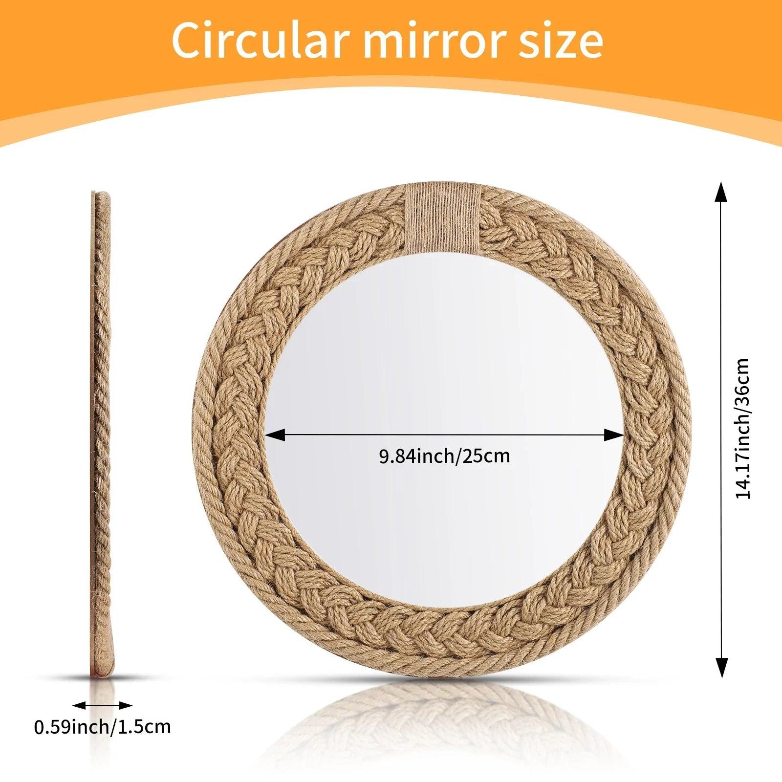 Hand-woven nordic decorative hanging mirror creative wall sofa porch homestay style background decor makeup