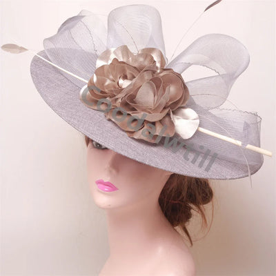 Royal Ascot Big Flower Fascinators Hat Women Wedding Pillbox Cap Ladies Derby Feather Fascinator Headdpiece Ladies Party Chapeau