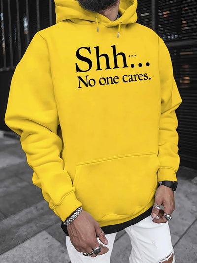 Shh No One Cares New Men'S Printed Autumn And Winter Sweatshirts, Versatile Spring Autumn Hooded Trendy Brand Sweatshirts
