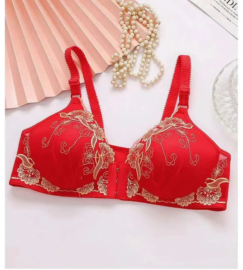 Lace Embroidery Bra Women Front Closure