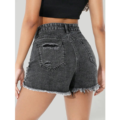 Denim Shorts Holes Shorts For Women Fashion High Waist Wide Leg Short Jeans Female Designer Casual Street Short New Pantalones