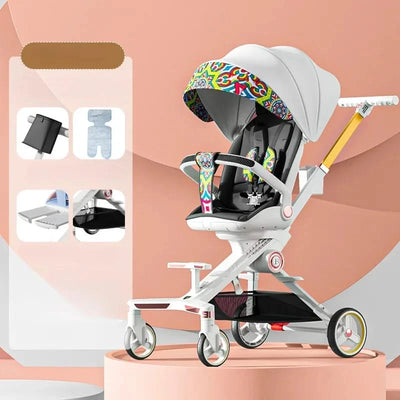 Baby stroller 0 to 3 years High view Shock absorption four wheels stroller folding Can sit or lie down lightweight baby stroller