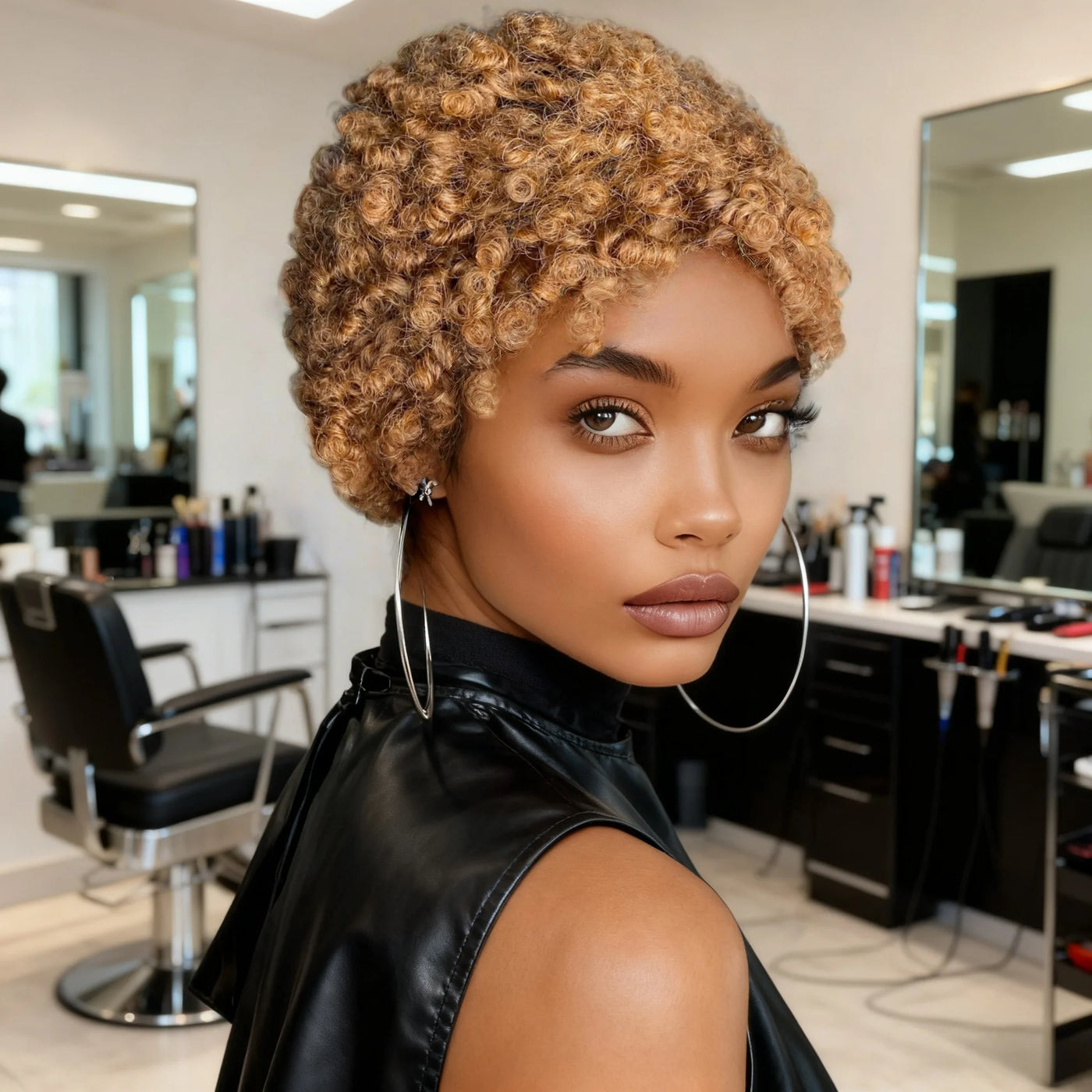 Short Curly Human Hair Wigs For Women Full Machine Made wigs curly Human Hair 150% Density Pixie Cut Wig