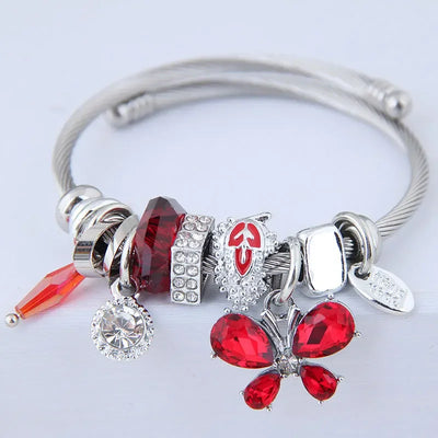 Charm Bracelets for Teen Girls Exquisite Cute Cartoon Friendship Bracelet Stainless Steel Bangle Birthday Gift Little Girls Kids