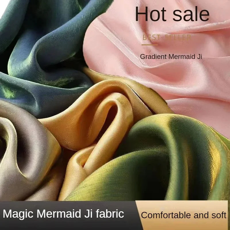 Mermaid Texture Gradient Reflective Fabric Illusion By The Meter for Shirt Full Dress Hanfu Clothing DIY Sewing Soft Cloth White