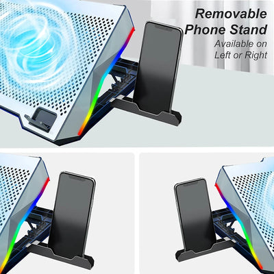 Gaming Laptop Cooling Pad with Powerful Cooler Fans,RGB Lighting and Phone Holder for 15-19 inch Laptops Stand