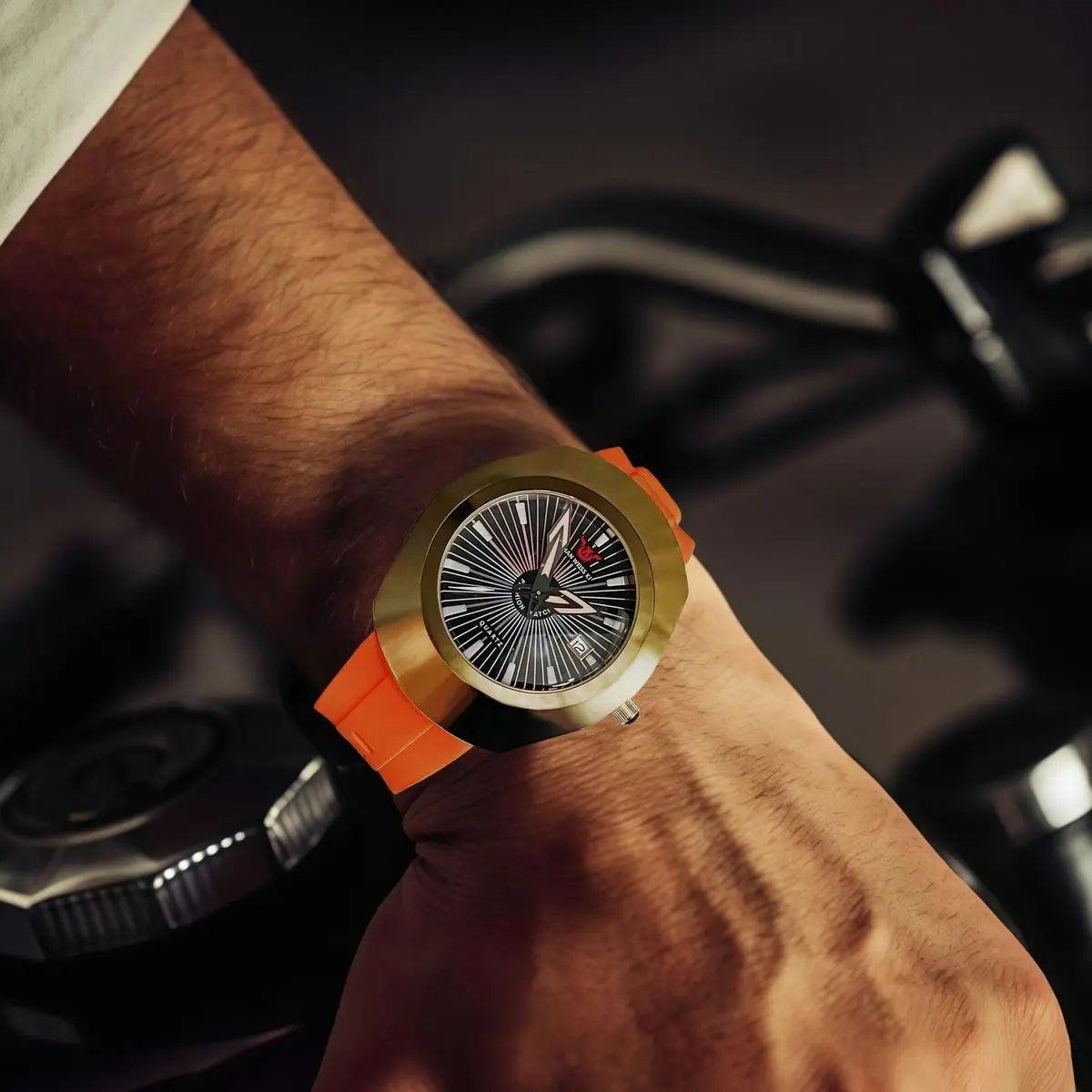 Premium high-end fashion quartz men’s watch – waterproof date display comfortable imported rubber strap