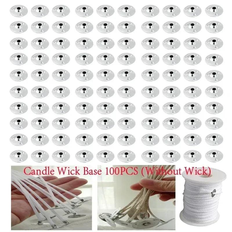 100pcs candle holder 61m cotton wick smokeless aromatherapy cylindrical thread making kit diy maker