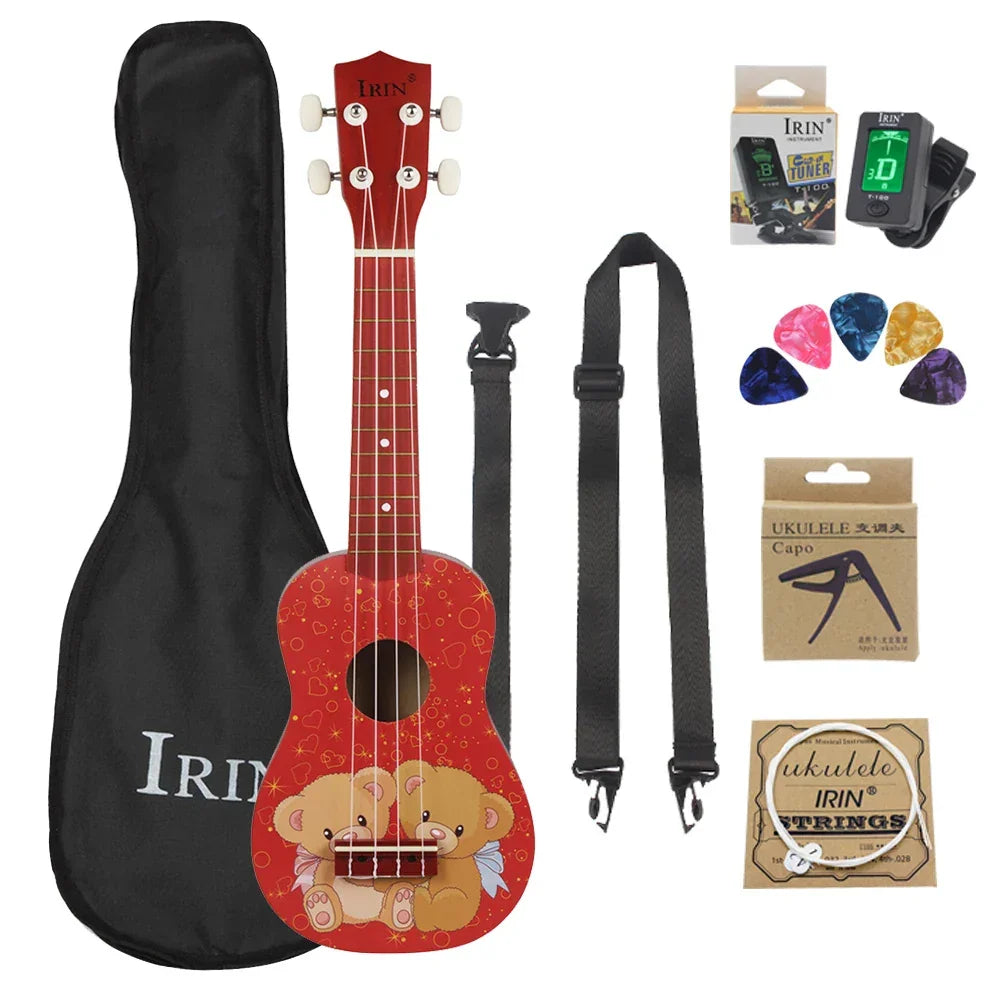 Ukulele 21 Inch 4 Strings Hawaiian Guitar Bear Mini Guitarra Ukulele With Bag Strings Tuner Capo Guitar Parts & Accessories