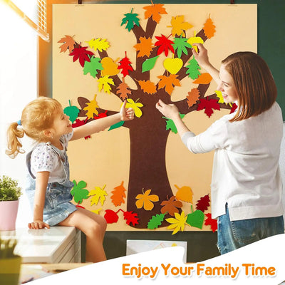Thanksgiving Felt Tree Craft Kit Fall Tree Montessori Busy Board Family Decorations Activity Education Toy Wall Hanging Gifts