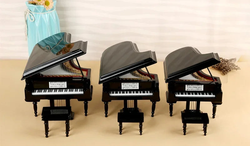Handmade Wooden Musical Instruments Collection Decorative Ornaments Mini Piano Miniature Model Decoration Gifts