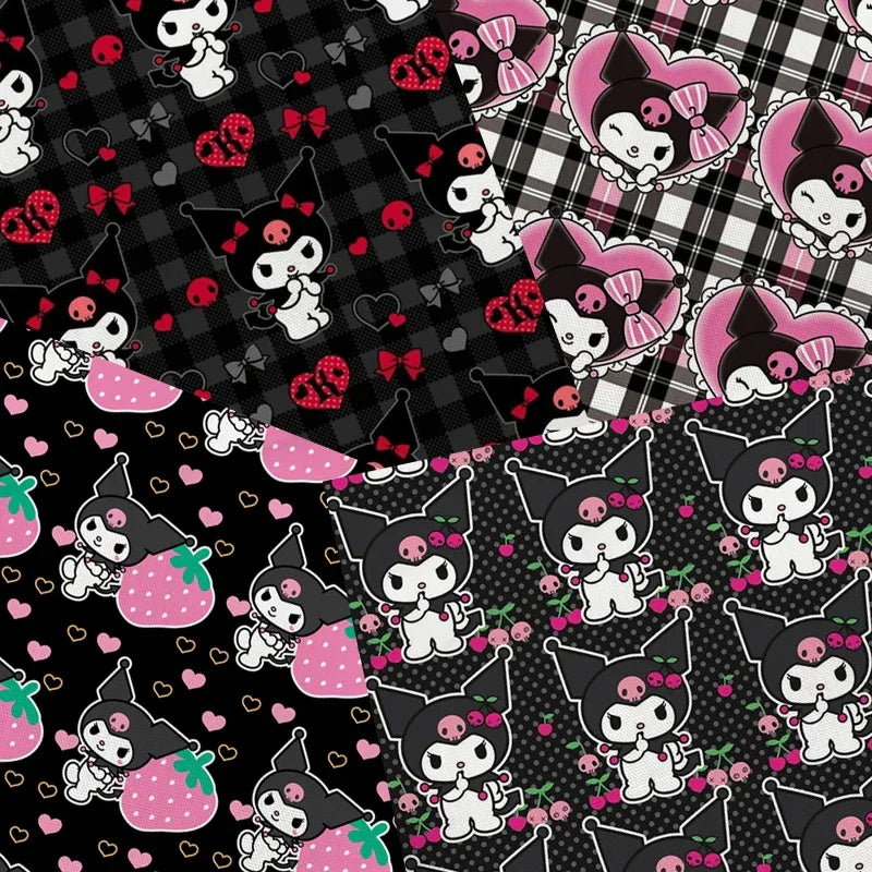 Cartoon Kuromi printed polyester cotton Fabric Clothes Patchwork Quilting DIY pet cloth bag fabric F4158
