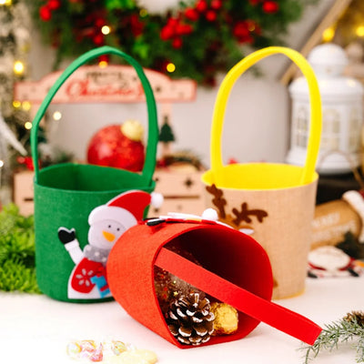 Christmas Gift Bag Spacious Cartoon Gift Bucket Elk Cloth Handbag Festive Santa Claus Bag For Gift Giving 'S Party