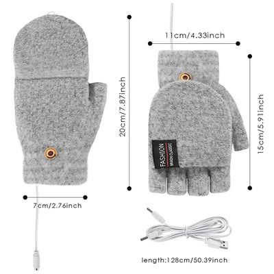 Hand Warmers Mittens Electric Heated Gloves Heater Rechargeable USB Reusable Winter Warm Heating Laptop for Women Men