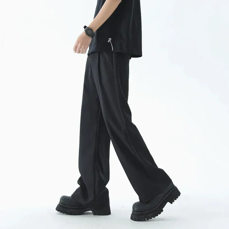 Men's Wide Leg Pants Thin Man Black Comfortable Pant Summer Casual Streetwear Loose Trouser Japanese 5XL Trendy Fashion