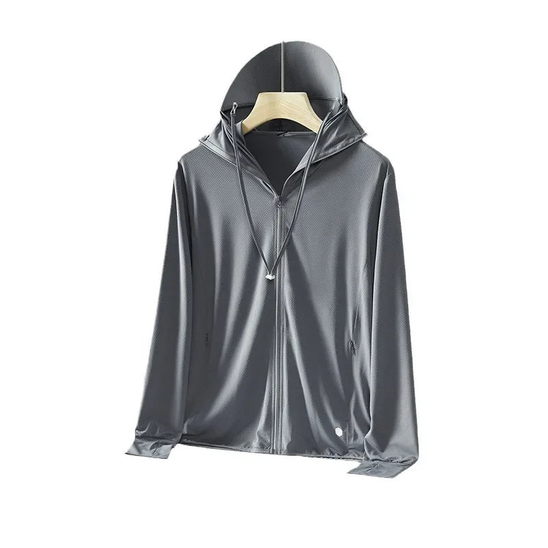 Summer Men's UPF 50+ UV Protection Lightweight Hoodie Long Sleeve SPF Jacket