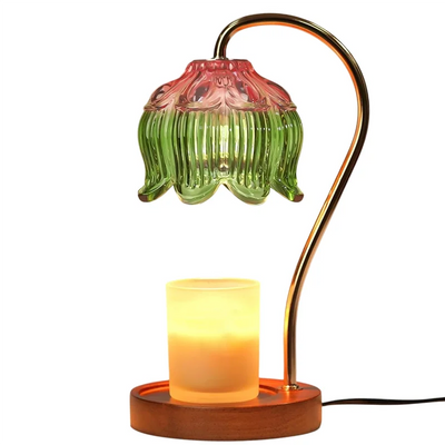 B84B-Cute Candle Warmer Lamp With Timer& Dimmable Function, House Warming Gift For New Homes, Lotus Wax Melt Lamp US Plug