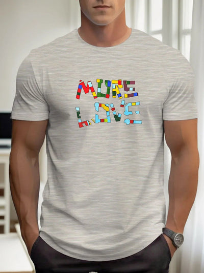 T Shirts For Man MUER LOVE 100% Cotton Graphic Printing Summer Round Neck T-Shirt Casual Breathable Street Style Daily Top