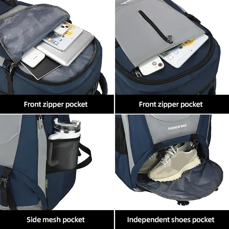 Climbing Backpack with Shoes Pocket Outdoor Travel Hiking Trekking Camping Sports Bag Large Mountaineering Luggage Rucksack