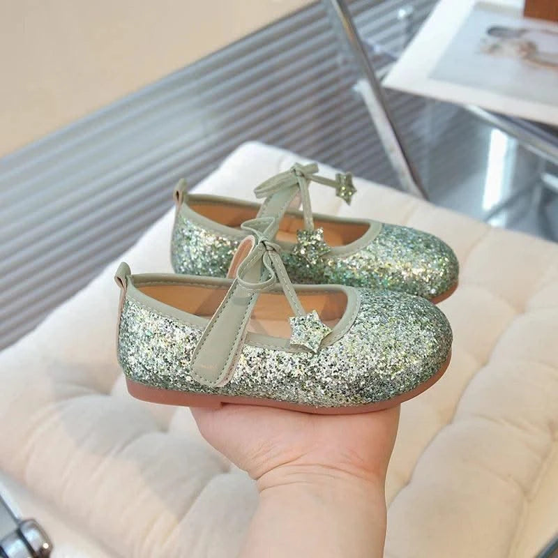 Children's Leather Shoes New Spring Autumn Ballet Flats for Girls Sequins Princess Versatile Kids Fashion Causal Catwalk Shoes