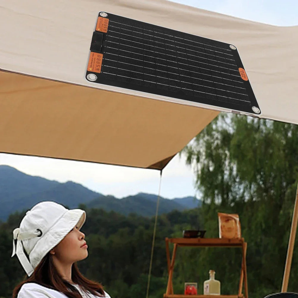 15W Portable Solar Panel with 2 USB Ports Camping Solar Panel Charger Solar Charger for Outdoor Camping Hiking Phone Charger