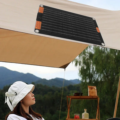 15W Portable Solar Panel with 2 USB Ports Camping Solar Panel Charger Solar Charger for Outdoor Camping Hiking Phone Charger