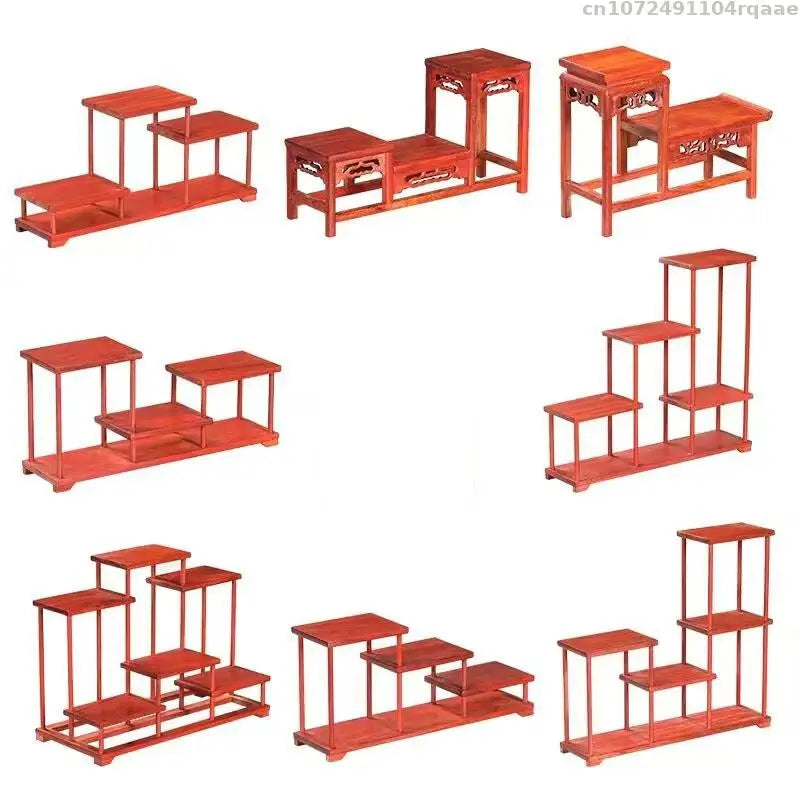 Natural Solid Wood Decorative Shelves for Wine Tea Sets Pedestal Crafts Vase Flower Pot Bonsai Buddha Display Stand Storage Rack