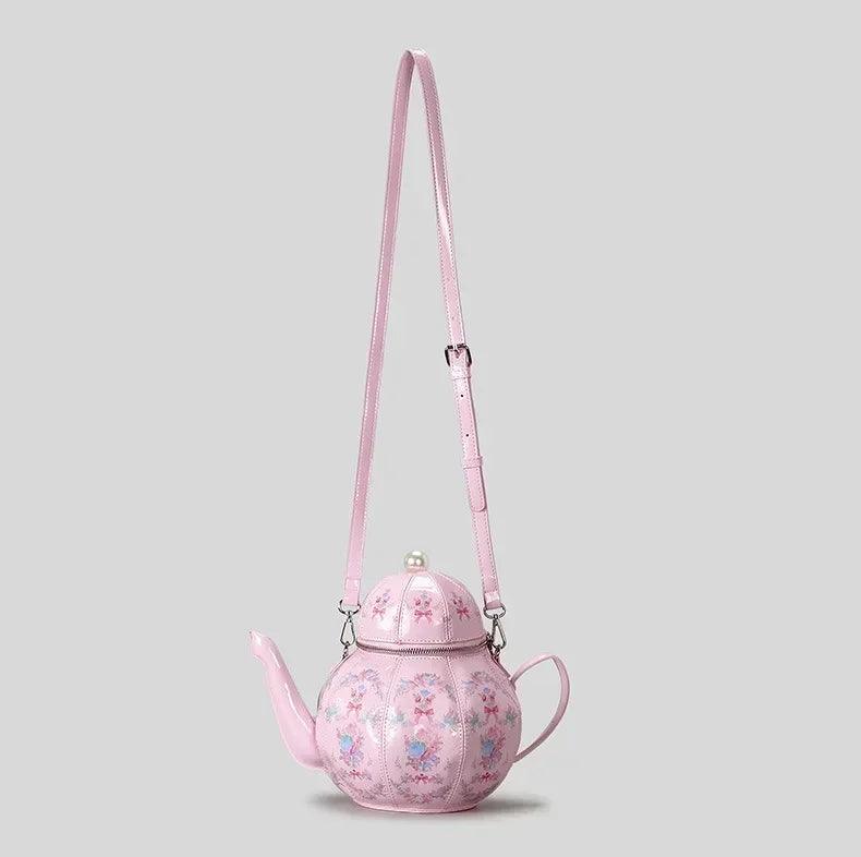 Handbags with teapot design creative vintage print for women shoulder bag pearl chains designer luxury strap