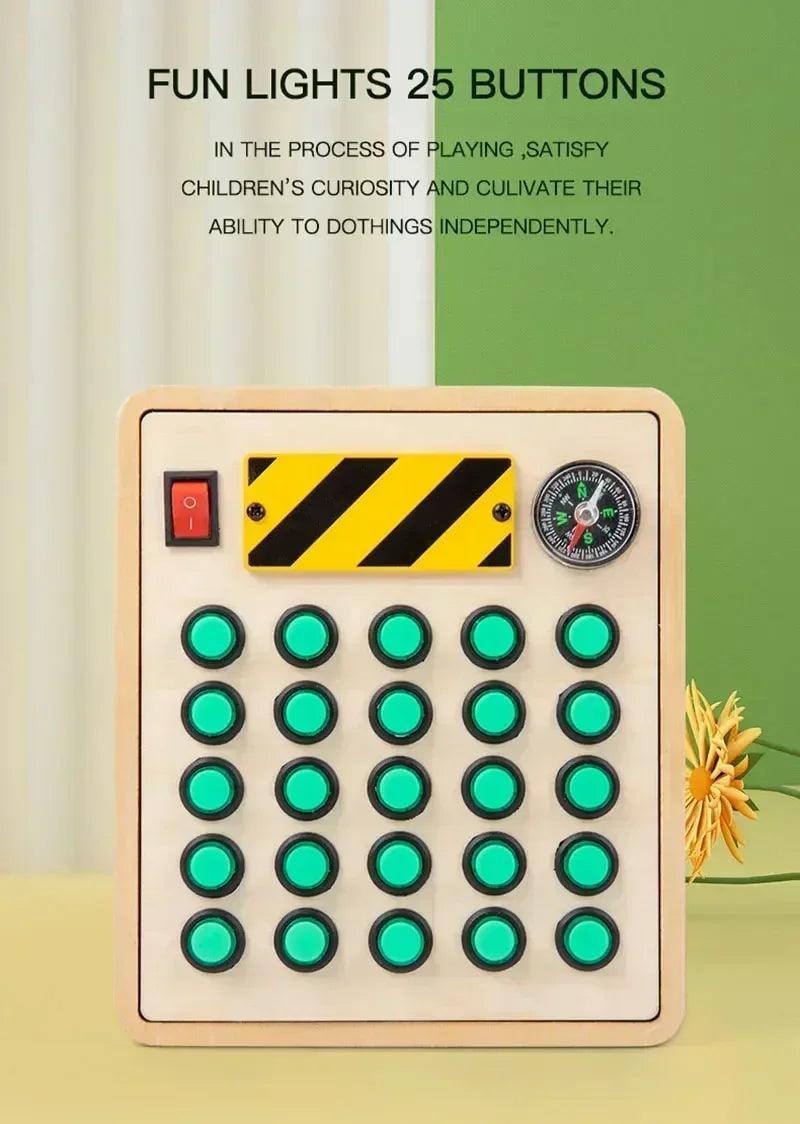 Montessori busy board sensory toys wooden with led light switch control travel activities children games for 2-4 years
