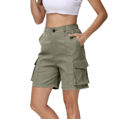 Multi-pocket Cargo Shorts For Women Summer Casual Shorts Knee Length short pants High Waist Sports Shorts Outdoor Hiking Shorts