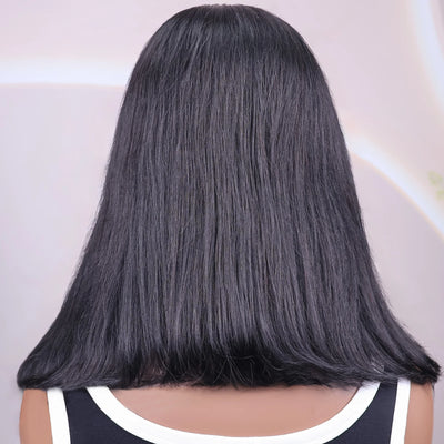 Natural Black Human Hair Short Bob Wigs 200% Density 4x4 Transparent Straight Vietnamese  Human Hair Lace Front Wigs 8-14 inch