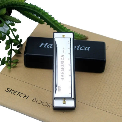 Metal Harmonica Key of C 10 Hole Chromatic Scale Harmonica with Box for Beginner Students Kids Gift